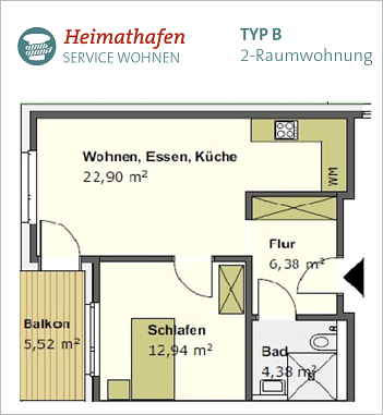 Tpy B / 2-Raumwohnung