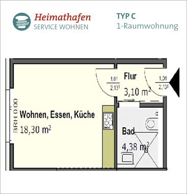 Typ C / 1-Raumwohnung
